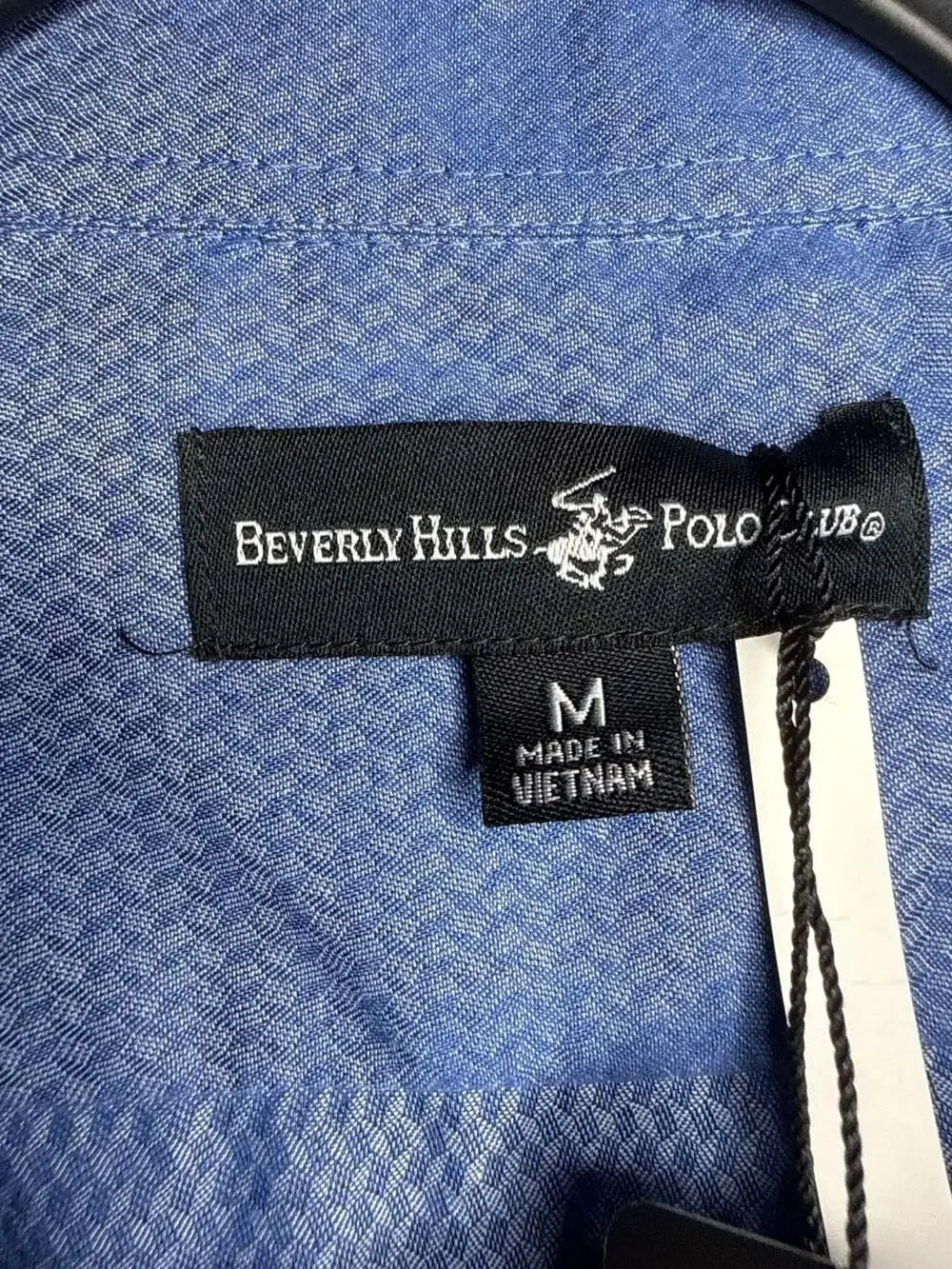 Beverly Hills Polo Club Blue Diamond Pattern Long Sleeve Button-Up Shirt